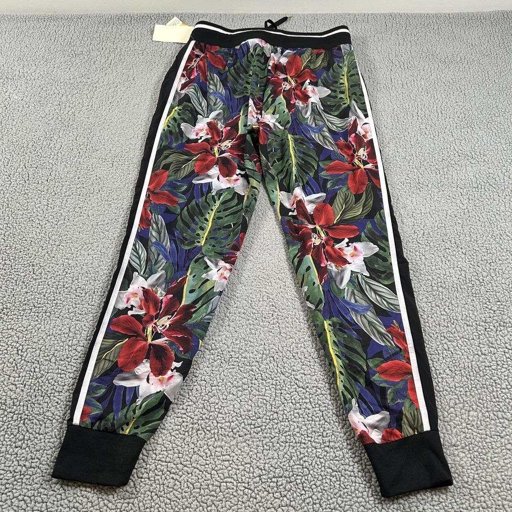 C&C California Pants Womens Large Multicolor Tropical Floral Jogger Side Stripe - Picture 16 of 16
